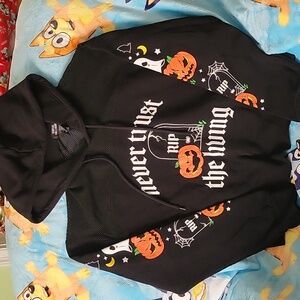 Women's (S) Social Collision Never Trust The Living Mesh Cropped Hoodie